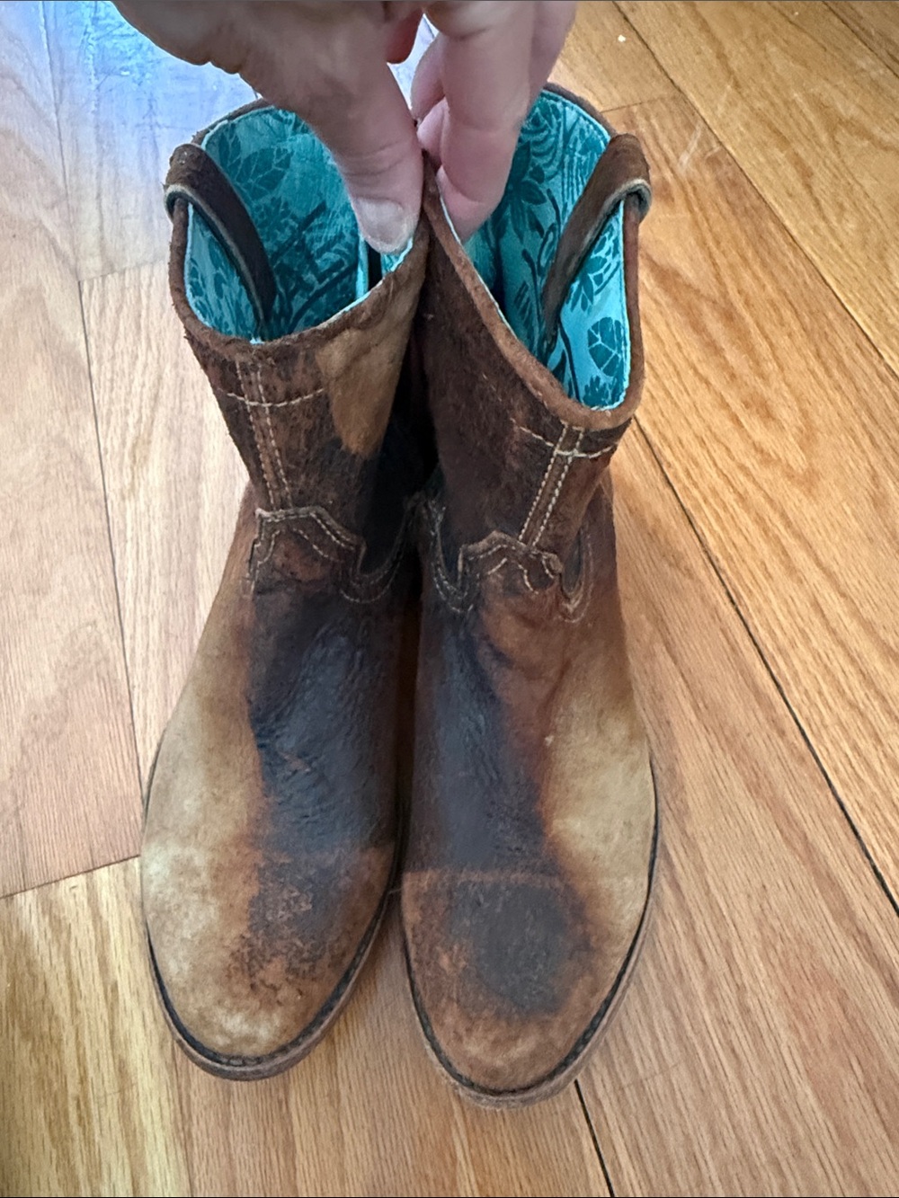 Corral Tan Lamb Leather Cowboy Booties Size 7.5